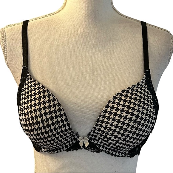 Victoria’s Secret Dream Angels Push Up Bra Women’s SZ 34B Black Houndstooth - Picture 1 of 6